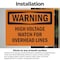 Signmission High Voltage Watch For Overhead Lines OSHA Warning Sign, Vinyl Decal, 10in W x 7in L, 2PK OS-2PACK-WS-D-710-L-12183 - alternate 3